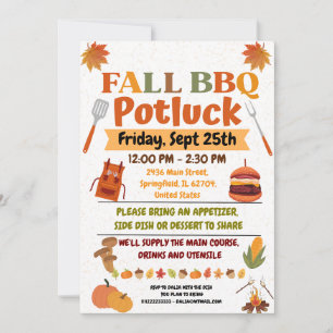 Carte d'invitation BBQ Automne Potluck