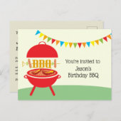 Carte d'invitation BBQ, barbecue, grill BBQ (Devant / Derrière)