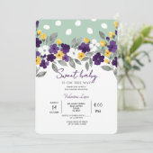 Carte d'invitation bébé pour une baby shower verte (Debout devant)