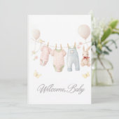 Carte d'invitation Bienvenue Bébé Douces Pastels B (Debout devant)