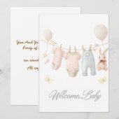Carte d'invitation Bienvenue Bébé Douces Pastels B (Devant / Derrière)