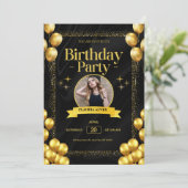 Carte d'invitation Black Gold Elegant (Debout devant)