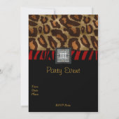 Carte d'invitation Black White Wild Animal Red Bel (Dos)