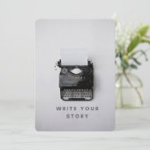 Carte d'invitation blanche "Ecrivez votre histoire (Debout devant)