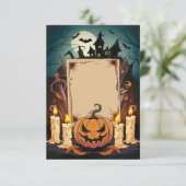 Carte d'invitation blanche Halloween (Debout devant)
