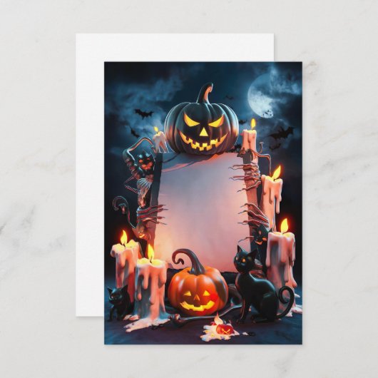 Carte d'invitation blanche Halloween (Devant / Derrière)