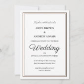 Carte d'invitation blanche mariage classique (Devant)