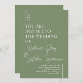 Carte d'invitation blanche simple minimaliste Sage (Devant / Derrière)