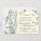 Carte d'invitation Bleu Floral 50e Anniversaire (Dos)