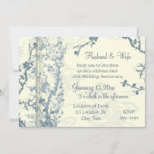 Carte d'invitation Blue Floral 20e anniversaire (Dos)