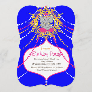 Carte d'invitation Blue Ganesh Birthday 5" x 7"