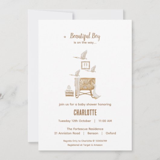 Carte d'invitation Boho Baby shower (Devant)