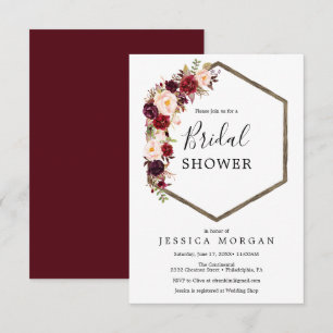 Carte d'invitation Boho Burgundy
