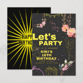 Carte d'invitation branchée 18e anniversaire (Devant / Derrière)