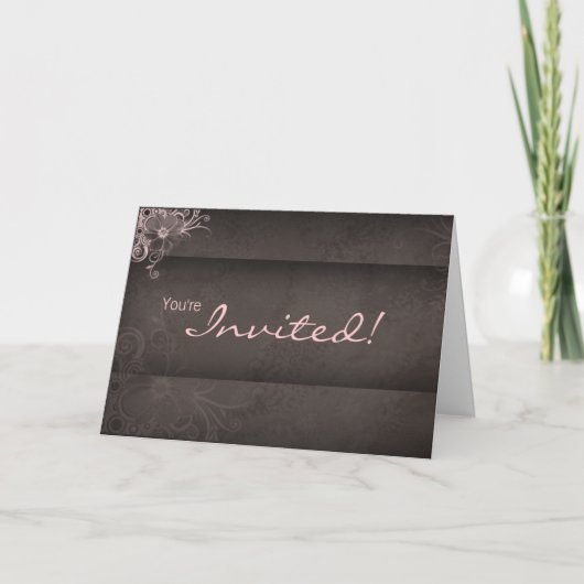 Carte d'invitation Brown rose mariage (Devant)