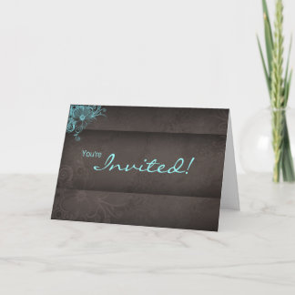 Carte d'invitation Brown Turquoise mariage