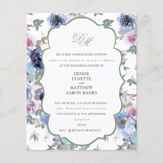 Carte d'invitation Budget Basil Green et Spun Suga (Devant)