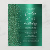 Carte d'invitation Budget Emerald Green Glam 21e a (Devant)