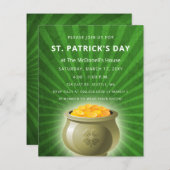 Carte d'invitation Budget Pot d'or St Patrick (Devant / Derrière)