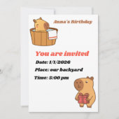 Carte d'invitation Capybara Party | Joyeux Anniver (Devant)