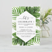 Carte d'invitation "Célébrons" au thème Palmier Ém (Debout devant)