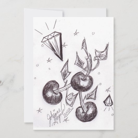 Carte d'invitation Cerises et Diamants (Devant)