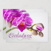 Carte d'invitation charmante à orchidée (Devant / Derrière)