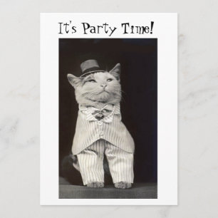 Carte d'invitation Chat de Fête