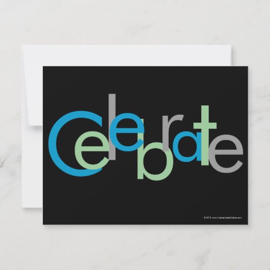 Carte d'invitation Chunky Block Bleu Noir pour l'e (Dos)