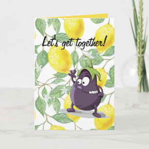Carte d'invitation Citron et Aubergine