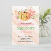 Carte d'invitation citrouille 1er anniversaire (Debout devant)