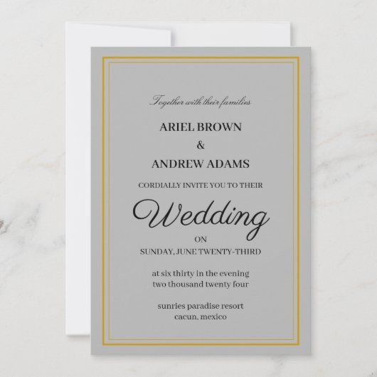 Carte d'invitation Classy mariage Grey (Devant)