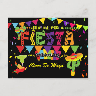 Carte d'invitation colorée pour la fête de Cinco D