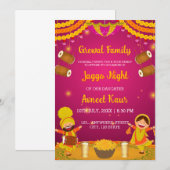Carte d'invitation colorée pour la nuit de Jaggo (Devant / Derrière)