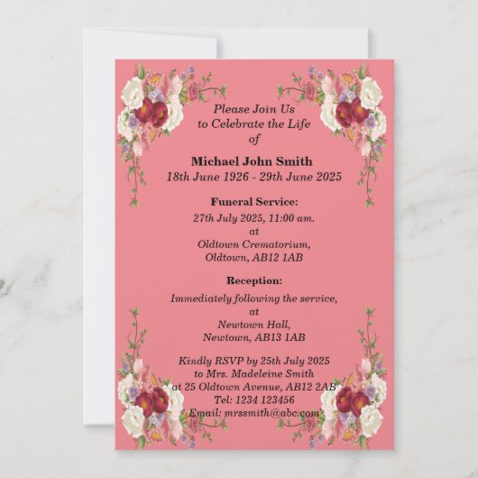 Carte d'invitation commémorative minimaliste perso (Devant)