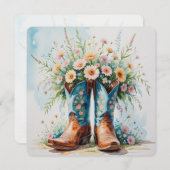 Carte d'invitation cowgirl vide | Thème occidental (Devant / Derrière)