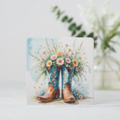 Carte d'invitation cowgirl vide | Thème occidental (Debout devant)