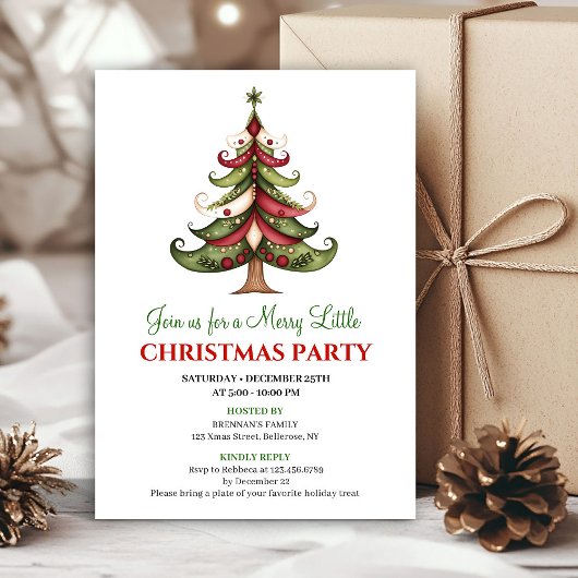 Carte d'invitation créative Noël arbre de Noël