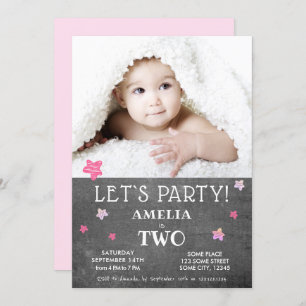 Carte d'invitation Cute Chalkboard 2e anniversaire