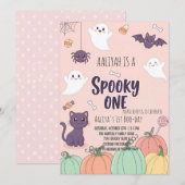 Carte d'invitation Cute Pastel Halloween | Éffraya (Devant / Derrière)