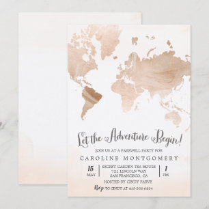 Carte d'invitation d'adieu de voyage en marbre aqu