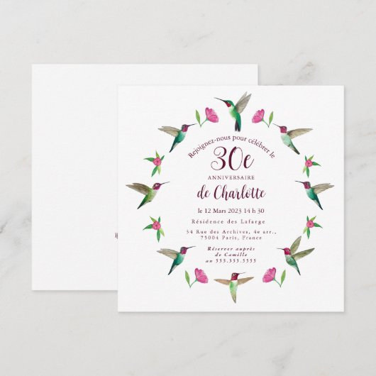 Carte d'invitation d'anniversaire (Devant / Derrière)