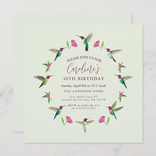 Carte d'invitation d'anniversaire (Devant / Derrière)