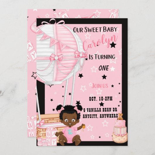 Carte d'invitation d'anniversaire (Devant / Derrière)