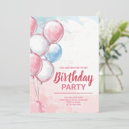 Carte d'invitation d'anniversaire (Debout devant)