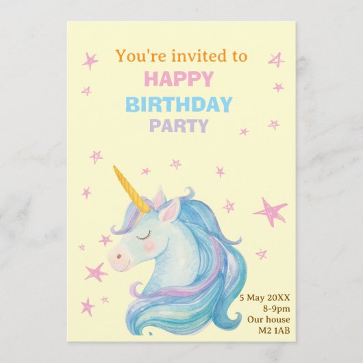 Carte d'invitation d'anniversaire (Devant)