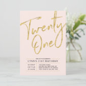 Carte d'invitation d'anniversaire 21 ans | Or (Debout devant)