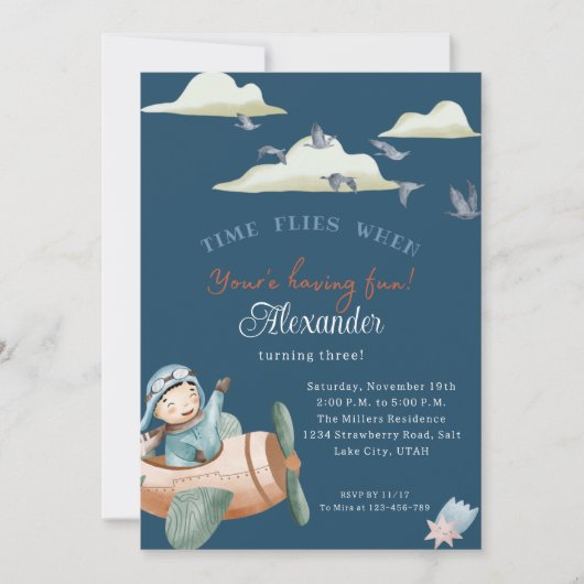 Carte d'invitation d'anniversaire à durée personna (Devant)