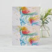 Carte d'invitation d'anniversaire à l'aquarelle et (Debout devant)