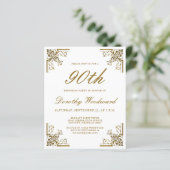 Carte d'invitation d'anniversaire à l'écriture dor (Debout devant)